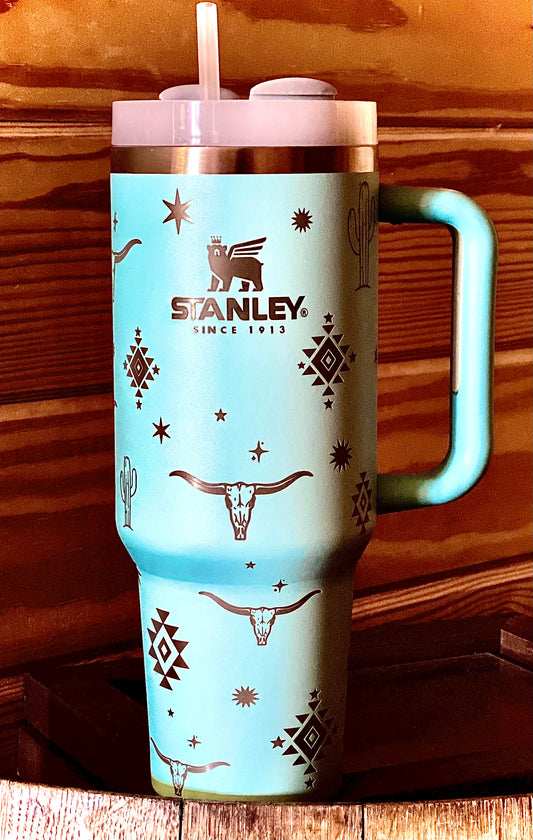 WESTERN ETCHED 40oz TEAL TUMBLER - CountryFide Custom Accessories and Outdoors
