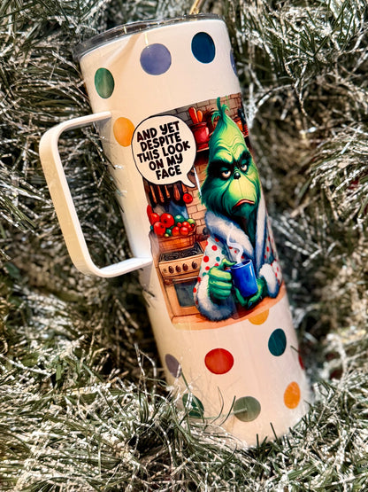 YOU'RE STILL TALKING GREEN MAN TALL COFFEE TUMBLER