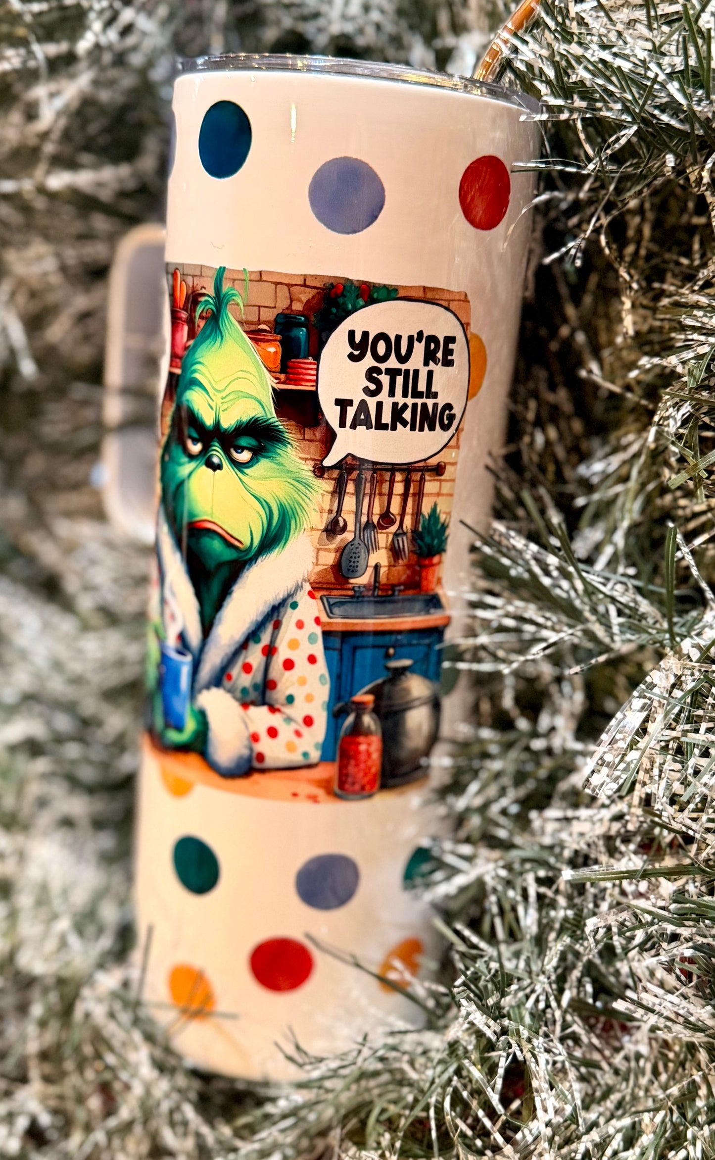 YOU'RE STILL TALKING GREEN MAN TALL COFFEE TUMBLER