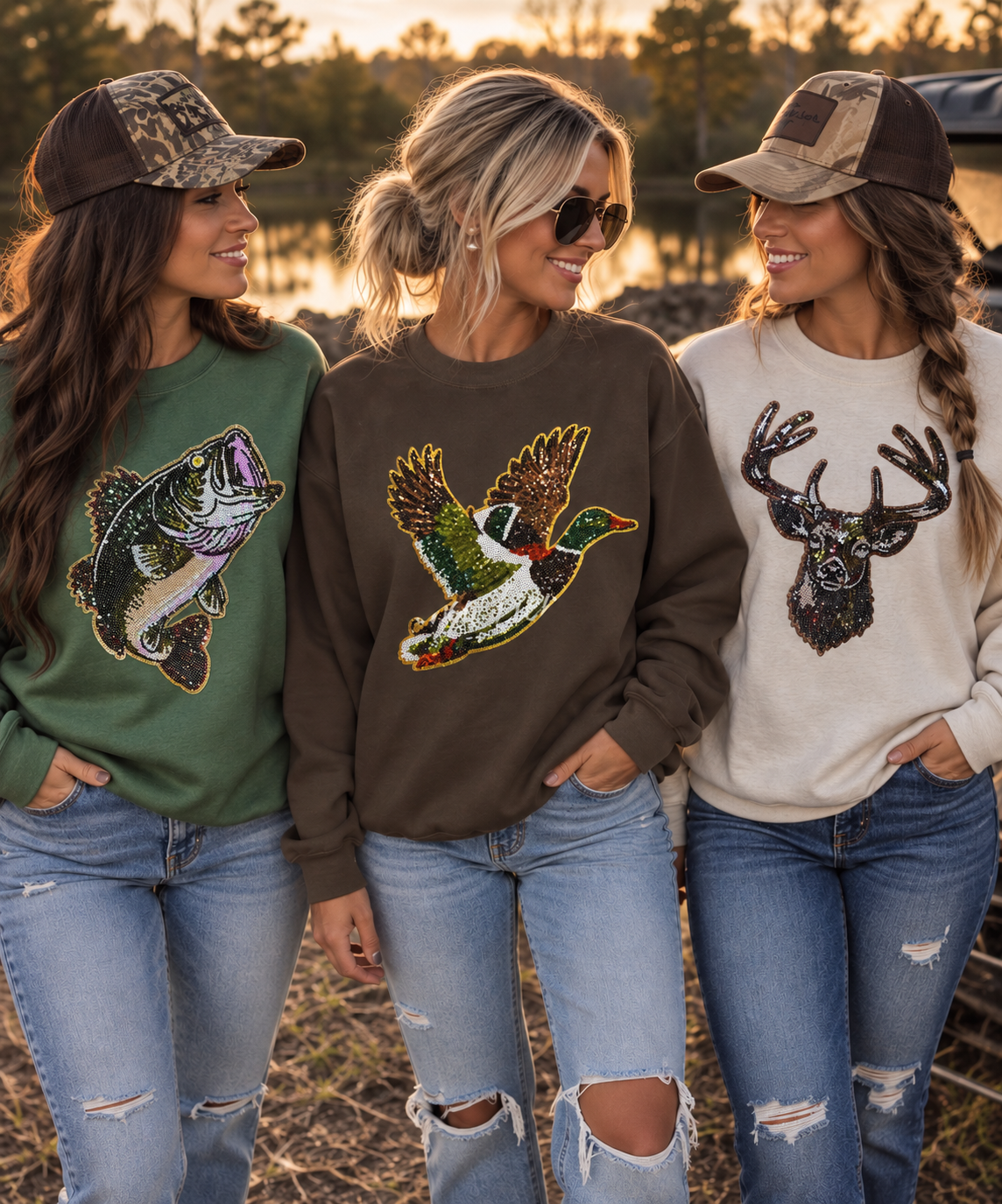 MALLARD SEQUIN PATCH CREWNECK SWEATSHIRT