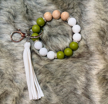 Silicone Beaded Wristlet Keychains