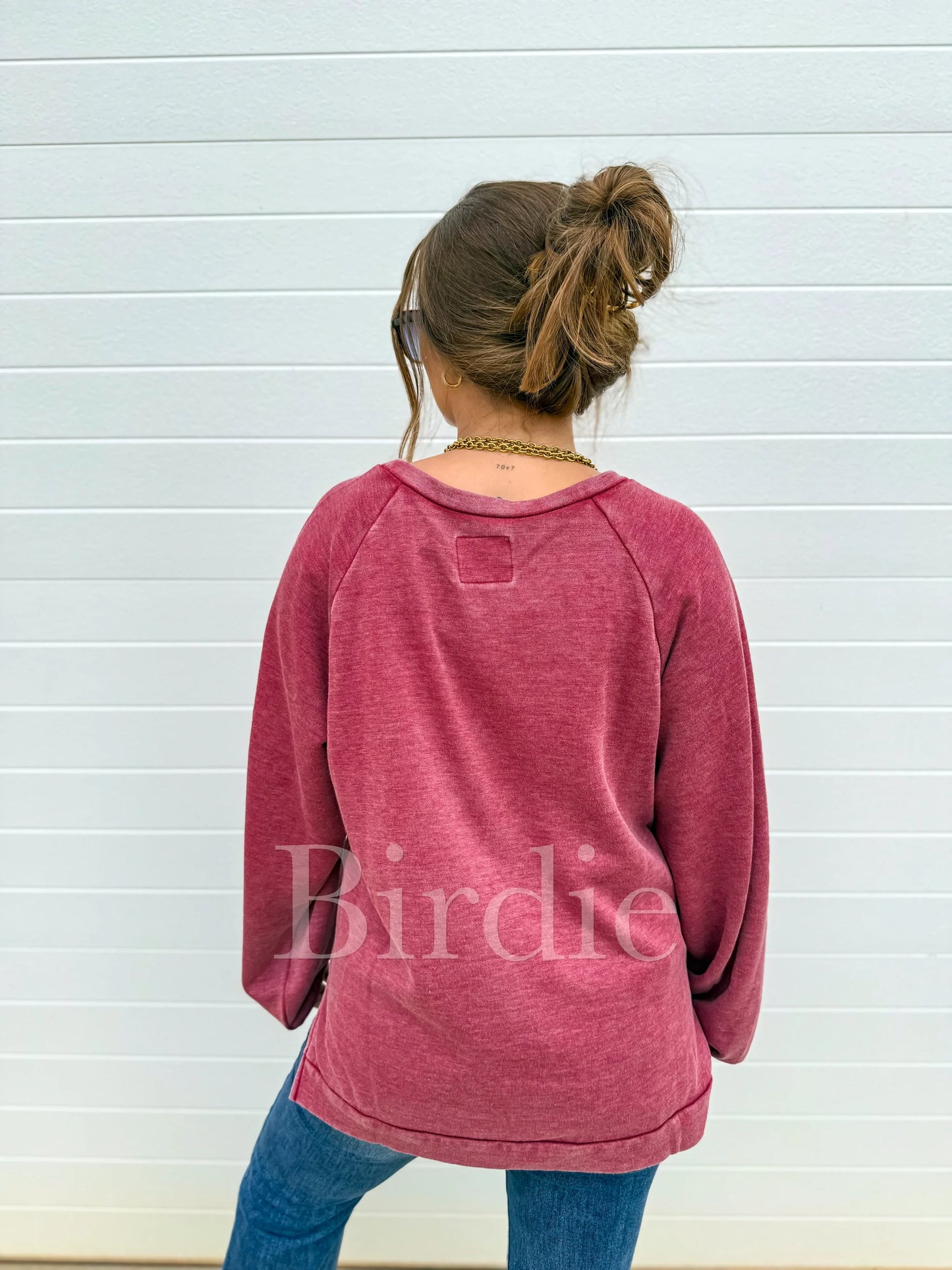 Ash Wash Raglan Loose Banded Pullover - BIRDIE