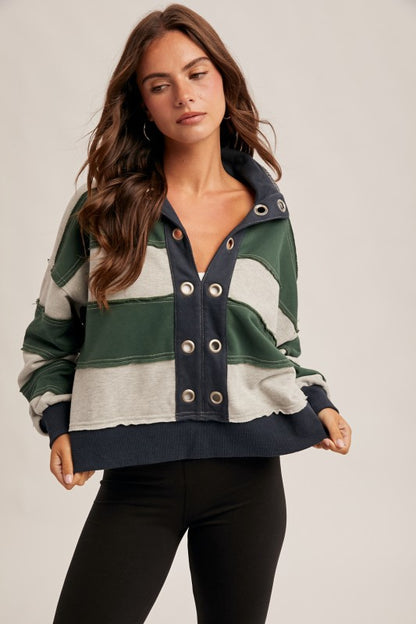 Brushed French Terry Striped Pullover