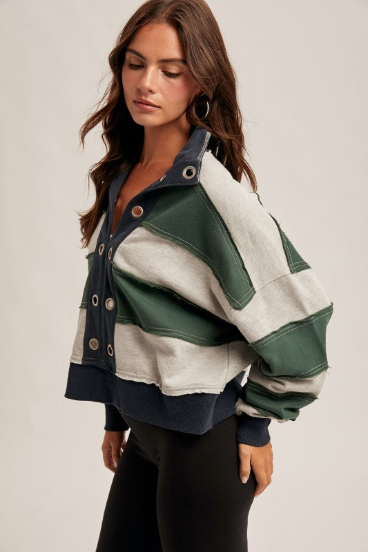 Brushed French Terry Striped Pullover
