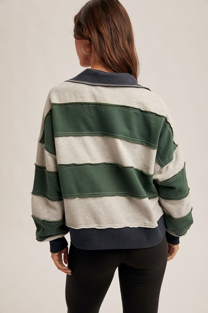 Brushed French Terry Striped Pullover