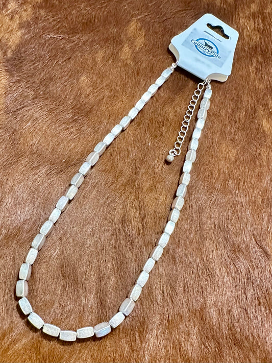 Dusty Trail Silver Beaded Necklace