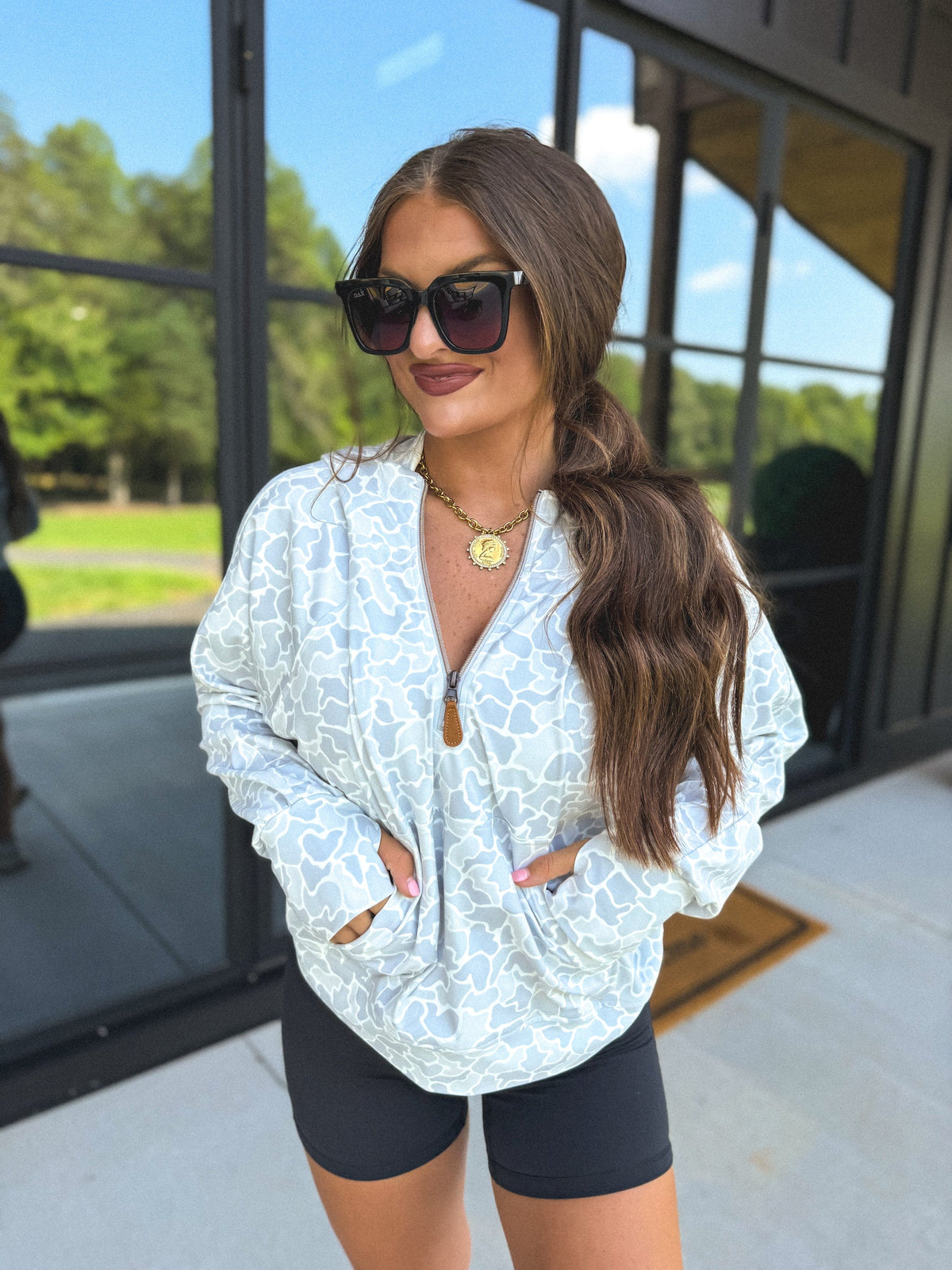 Summer Quarter Zip Pullover in Snowdrift Duck Camo