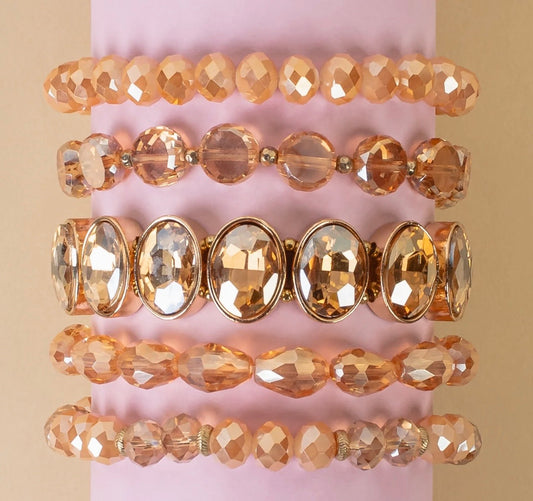 Beaded Stacked Bracelets - Gold