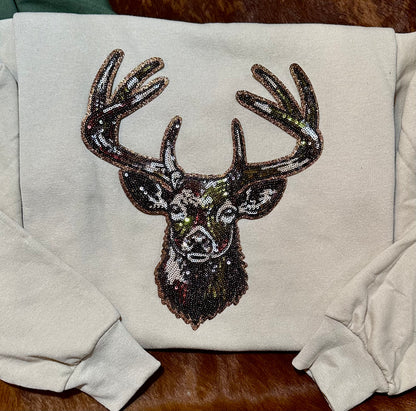 BUCK AND BASS SEQUIN PATCH CREWNECK SWEATSHIRT - CountryFide Custom Accessories and Outdoors