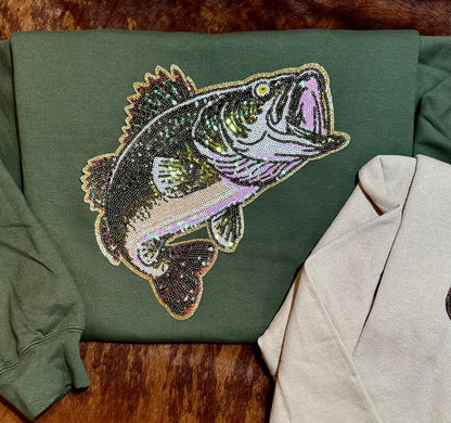BUCK AND BASS SEQUIN PATCH CREWNECK SWEATSHIRT - CountryFide Custom Accessories and Outdoors