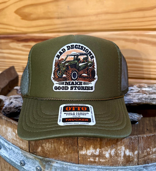 BAD DECISIONS PATCH TRUCKER HAT - CountryFide Custom Accessories and Outdoors