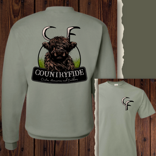 CF HIGHLAND HORNED - Tee/Crew Exclusive - CountryFide Custom Accessories and Outdoors