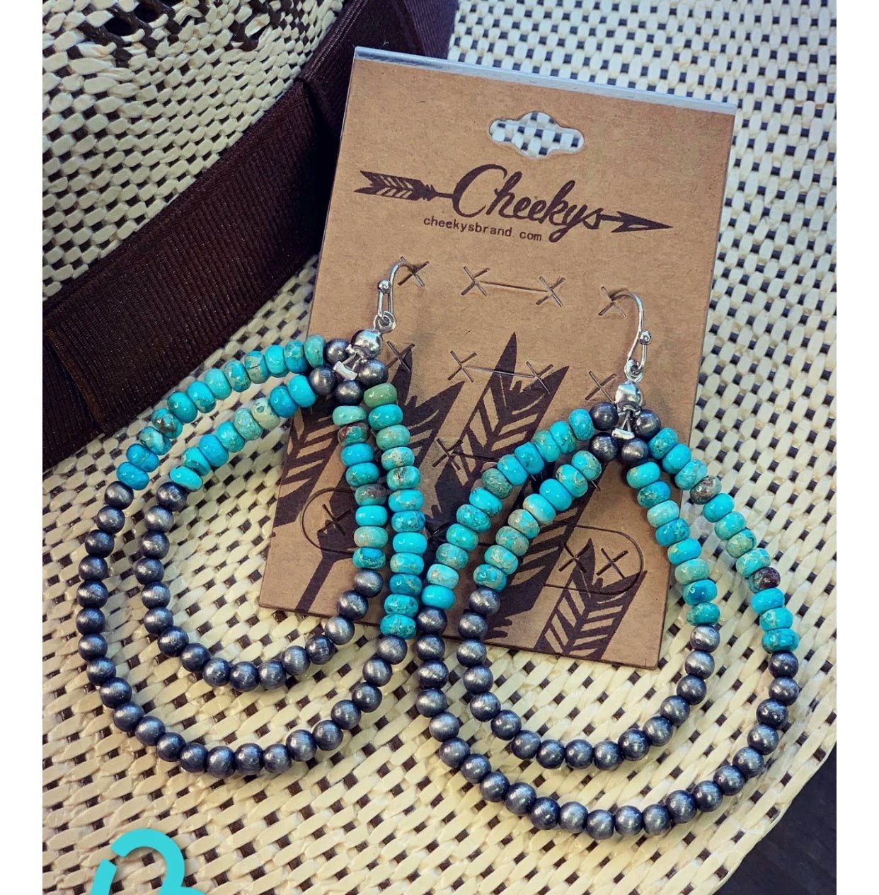 ABERDEEN TEARDROP NAVAJO PEARL AND TURQUOISE EARRINGS - CountryFide Custom Accessories and Outdoors