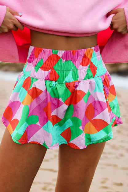 Abstract Print Smock Waist Casual Shorts - CountryFide Custom Accessories and Outdoors
