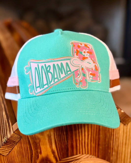 AL FLORAL PINK AND TEAL CANVAS CAP - CountryFide Custom Accessories and Outdoors