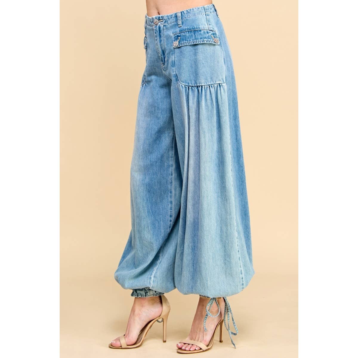 Ankle Drawstring Wide Denim Pants - CountryFide Custom Accessories and Outdoors