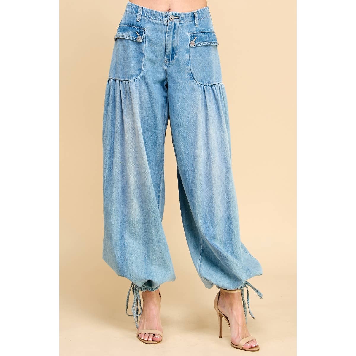Ankle Drawstring Wide Denim Pants - CountryFide Custom Accessories and Outdoors