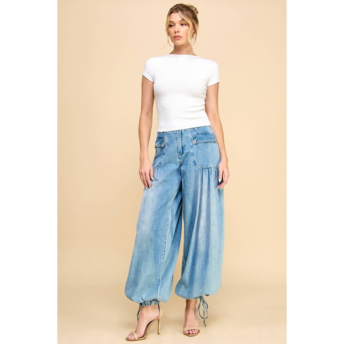 Ankle Drawstring Wide Denim Pants - CountryFide Custom Accessories and Outdoors