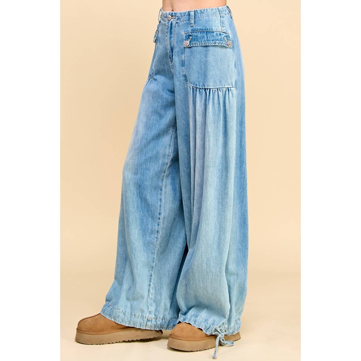 Ankle Drawstring Wide Denim Pants - CountryFide Custom Accessories and Outdoors