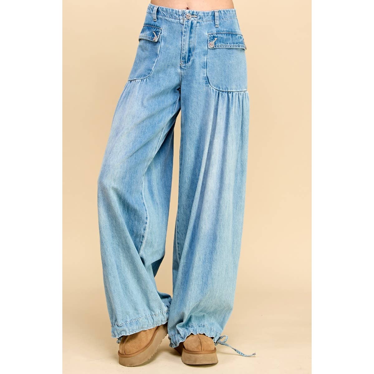 Ankle Drawstring Wide Denim Pants - CountryFide Custom Accessories and Outdoors