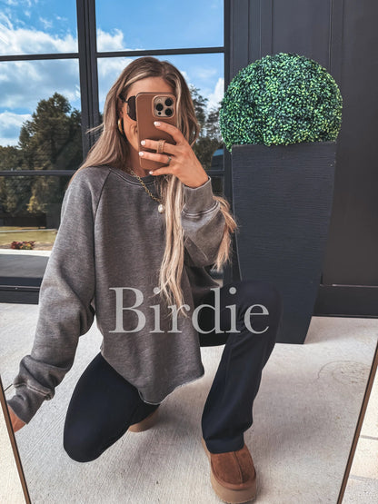 Ash Wash Raw Hem Cozy Pullover in Black - CountryFide Custom Accessories and Outdoors