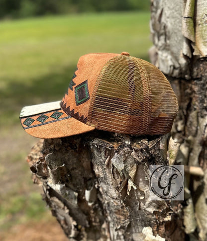 AZTEC GREEN HANDBURN SUEDE CAP - CountryFide Custom Accessories and Outdoors