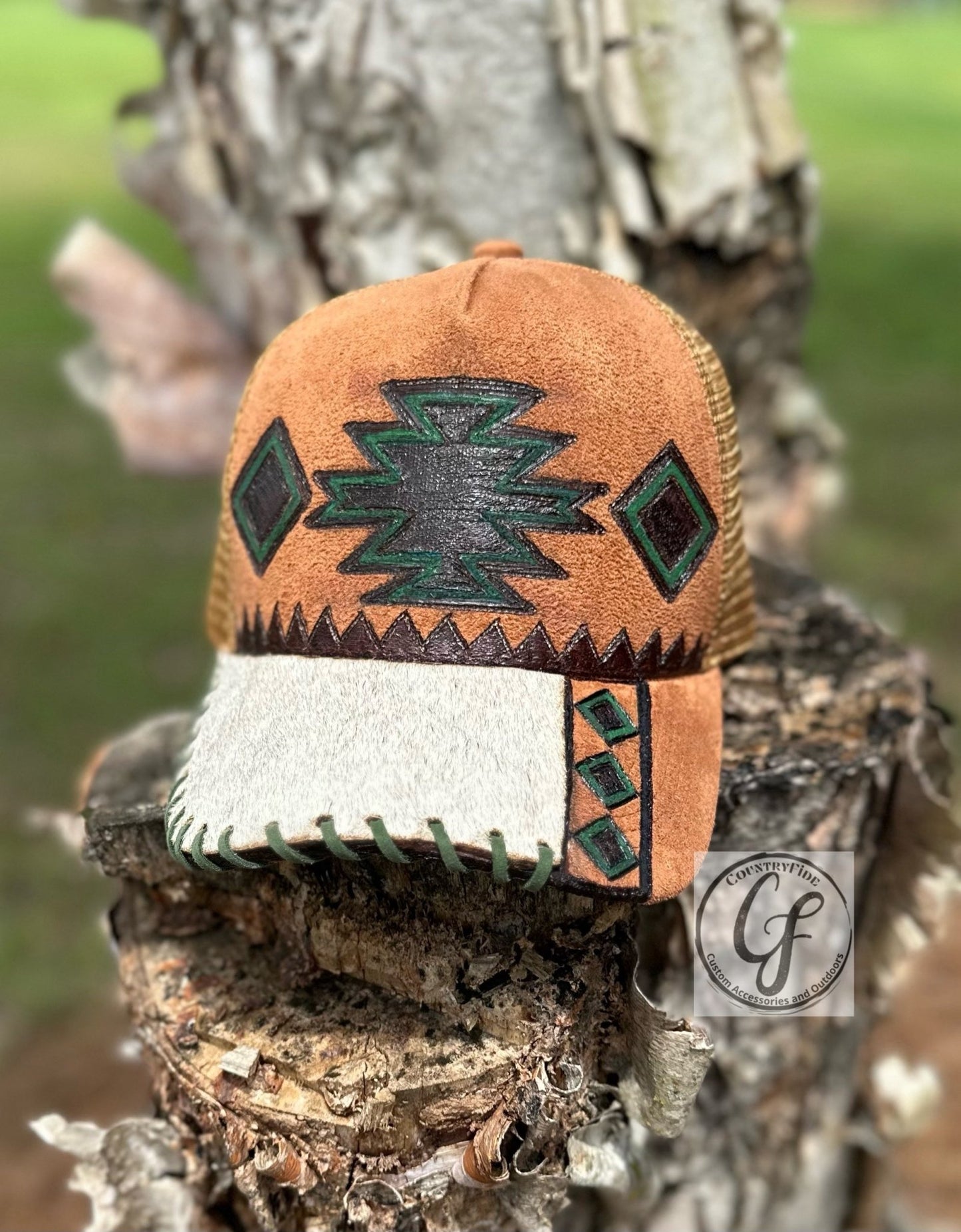 AZTEC GREEN HANDBURN SUEDE CAP - CountryFide Custom Accessories and Outdoors