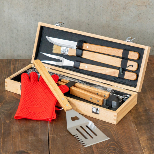 BBQ GRILL SET WTH WOOD CASE - CUSTOMIZABLE - CountryFide Custom Accessories and Outdoors