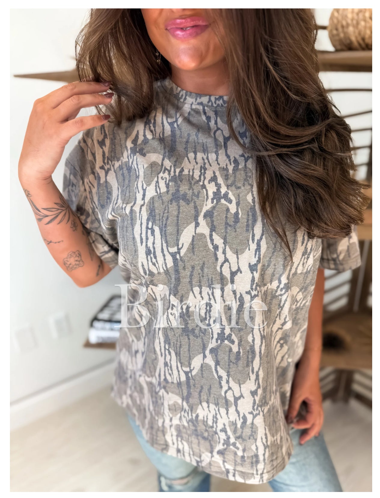 Birdie Oversized Bottomland Camo Tshirt - CountryFide Custom Accessories and Outdoors
