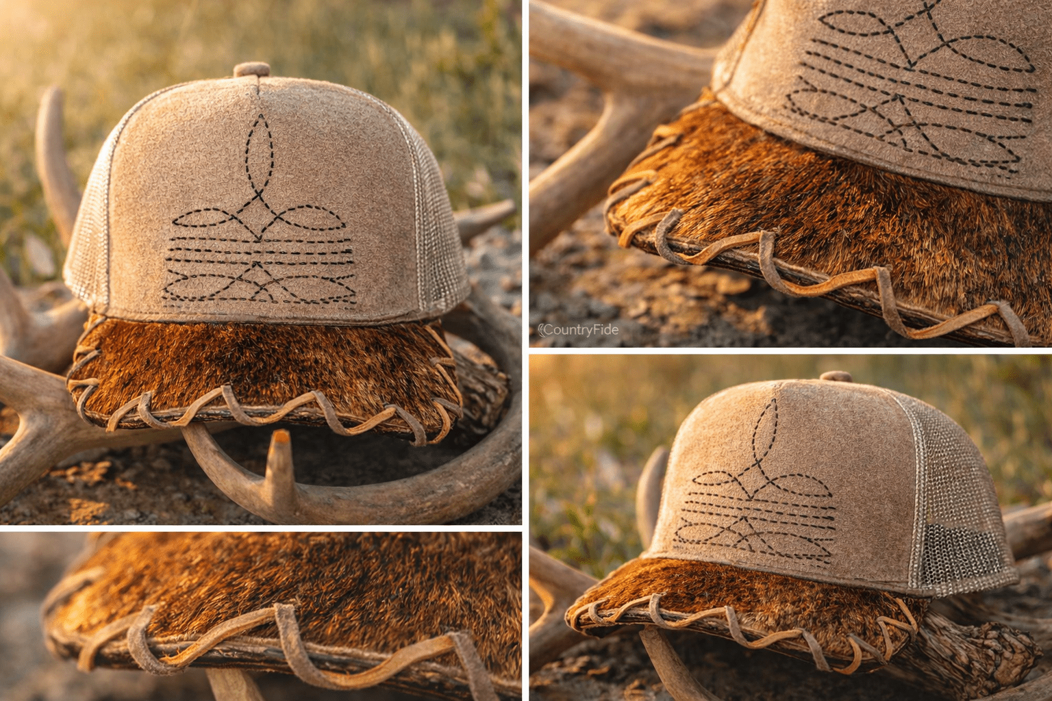 BOOT STITCH AND COWHIDE HAND - BURN SUEDE CAP - CountryFide Custom Accessories and Outdoors