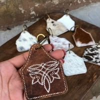 BOOT - STITCH RUSTIC LEATHER AND COWHIDE KEYCHAIN - CountryFide Custom Accessories and Outdoors