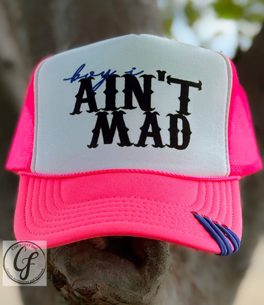 BOY I AIN'T MAD - BLUE STRIPS TRUCKER CAP - CountryFide Custom Accessories and Outdoors