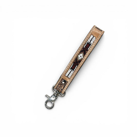 Burgundy Aztec Tooled Leather Wristlet Strap - CountryFide Custom Accessories and Outdoors