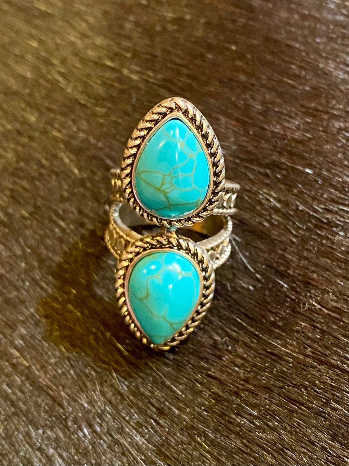 Callie Mirrored Teardrop Stone Ring in Turquoise - 7 - CountryFide Custom Accessories and Outdoors