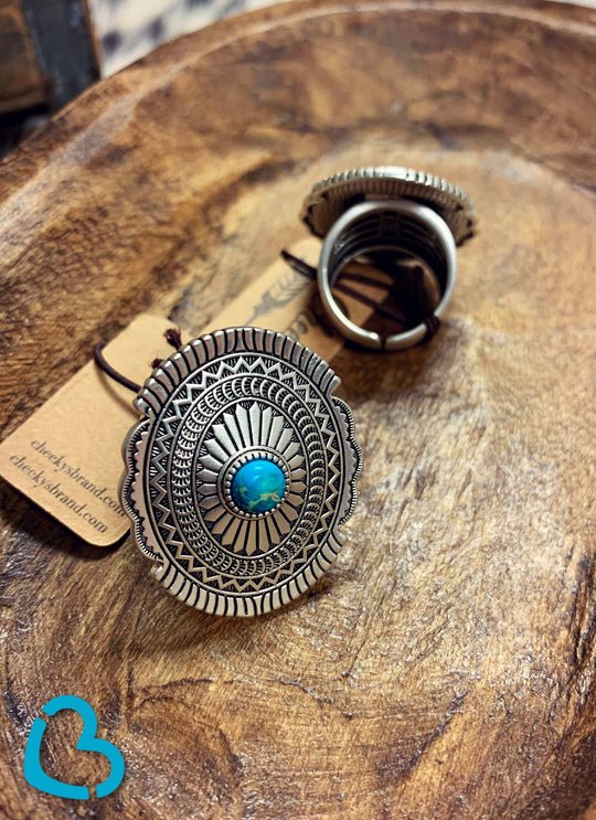 Charlize Concho Ring In Turquoise Size 7 - CountryFide Custom Accessories and Outdoors