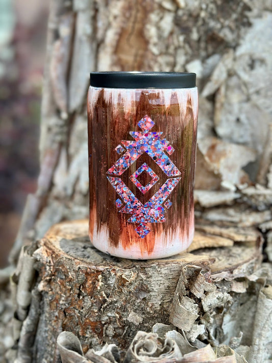 COWHIDE AZTEC CAN COOLER TUMBLER - CountryFide Custom Accessories and Outdoors