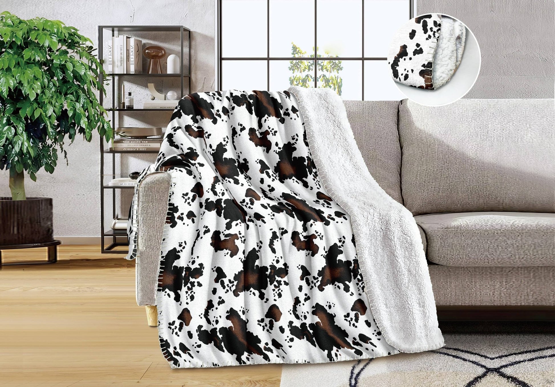 Cowprint Queen Sherpa Blanket - CountryFide Custom Accessories and Outdoors