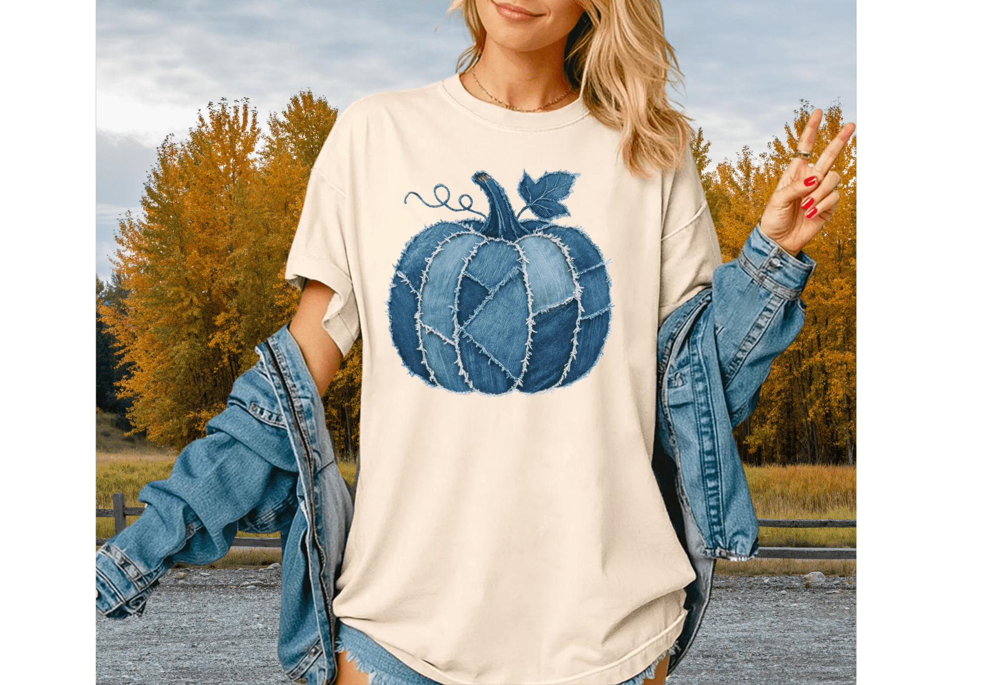 DENIM PUMPKIN TEE - CountryFide Custom Accessories and Outdoors