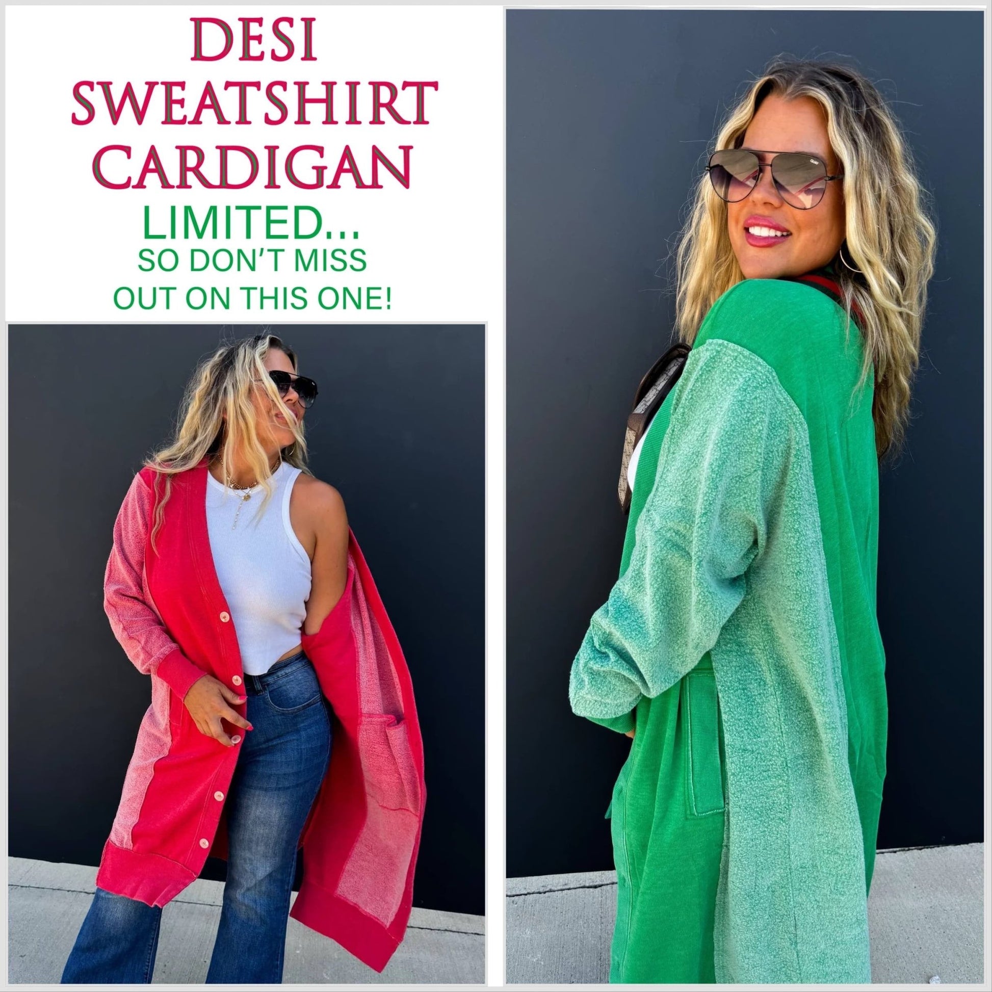 DESI SWEATSHIRT CARDIGAN - CountryFide Custom Accessories and Outdoors