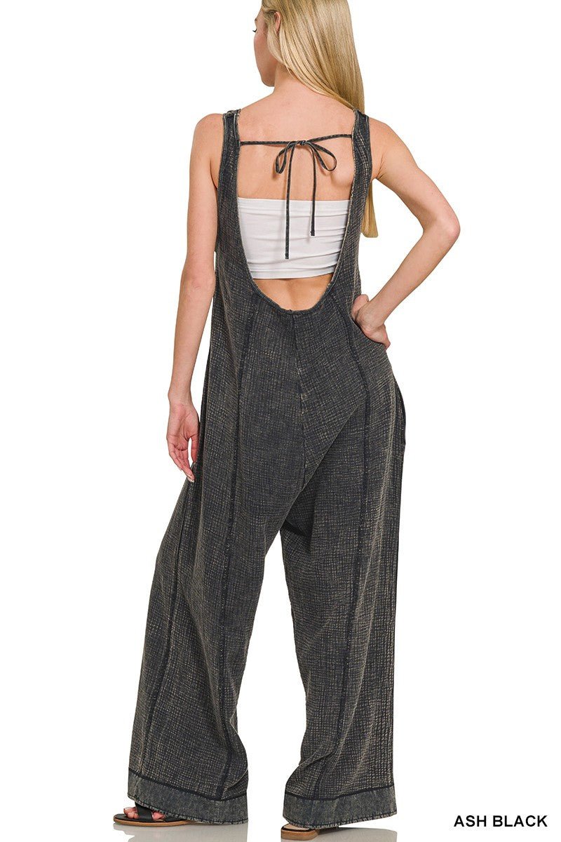 Double Gauze Washed Wide Leg Overalls - Zenana - CountryFide Custom Accessories and Outdoors