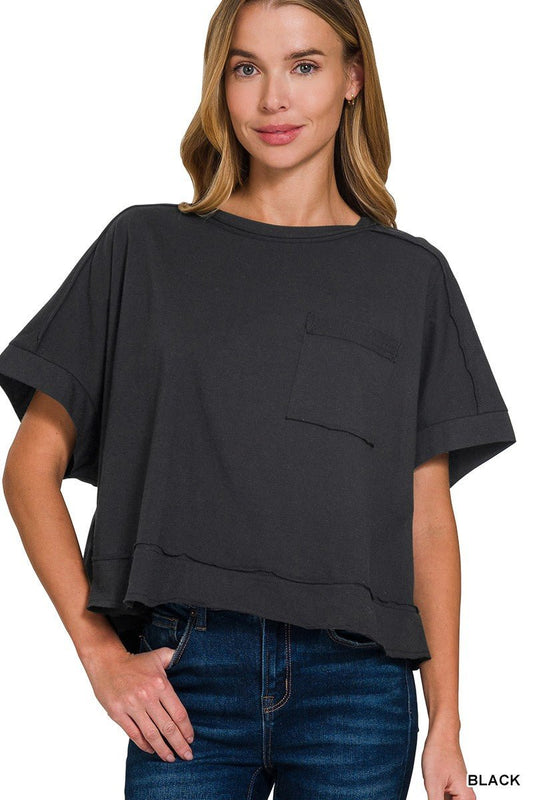Exposed Seam Oversized Crop Box Tee - CountryFide Custom Accessories and Outdoors