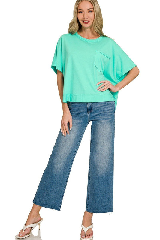 Exposed Seam Oversized Crop Box Tee - Zenana - CountryFide Custom Accessories and Outdoors