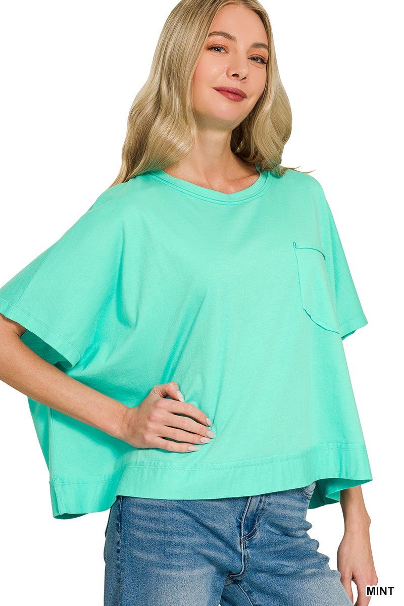 Exposed Seam Oversized Crop Box Tee - Zenana - CountryFide Custom Accessories and Outdoors