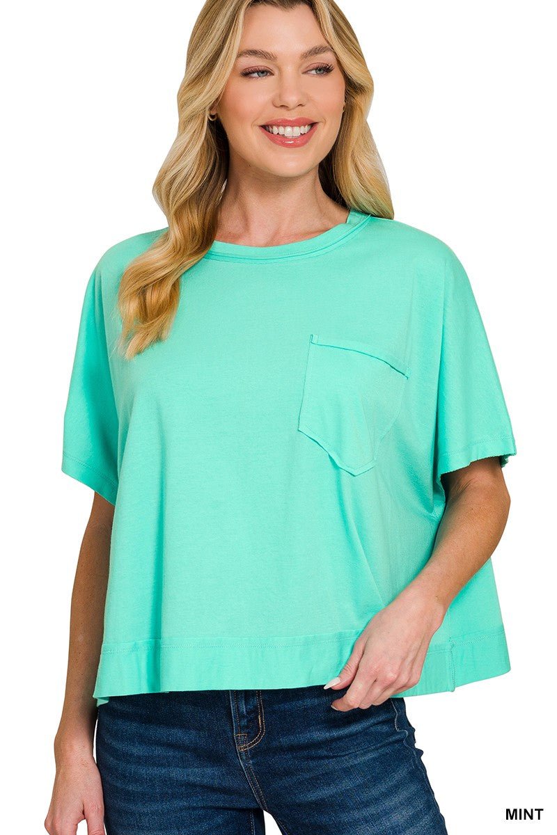 Exposed Seam Oversized Crop Box Tee - Zenana - CountryFide Custom Accessories and Outdoors