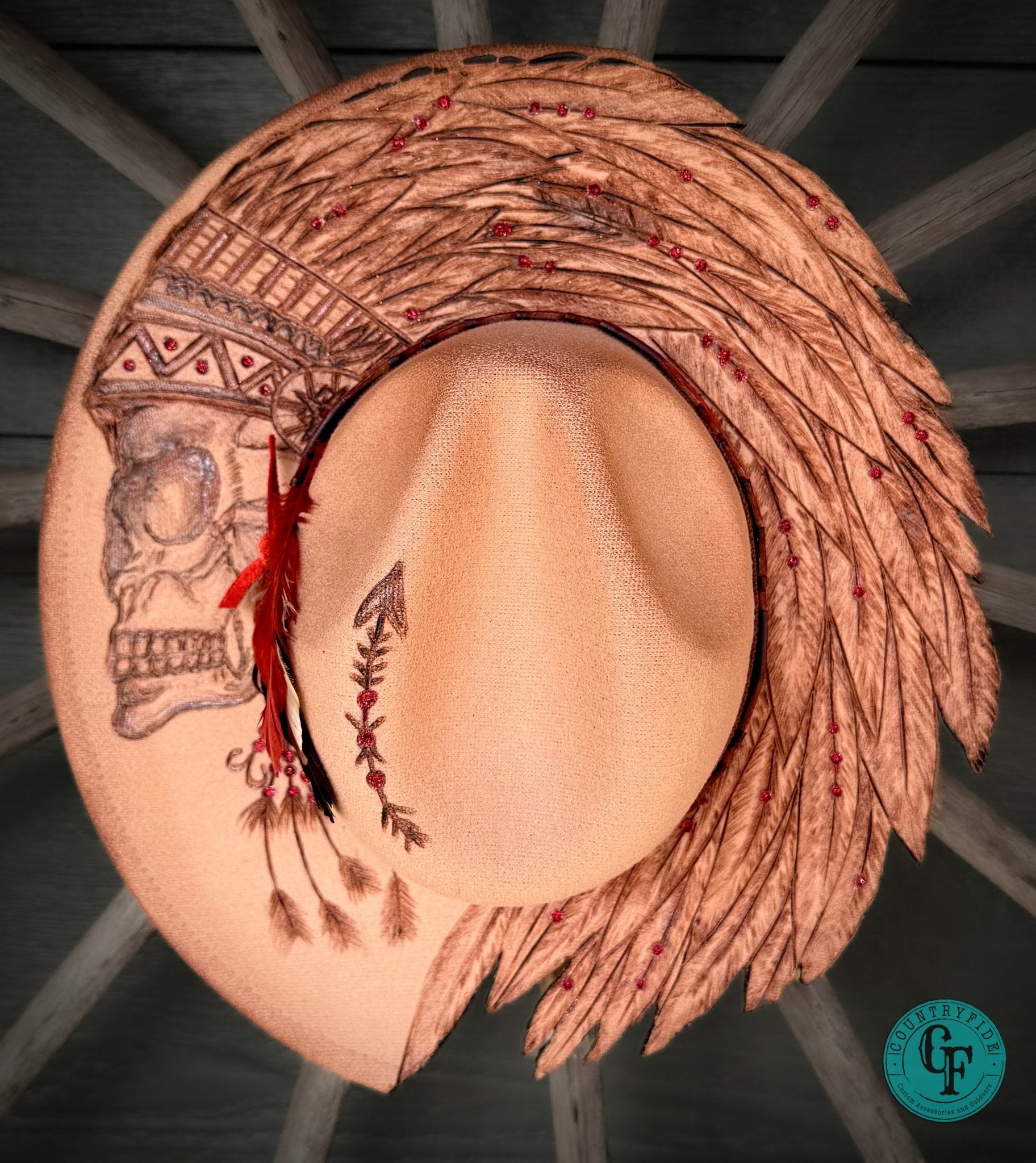 FEATHERED RED INDIAN FEDORA - CountryFide Custom Accessories and Outdoors