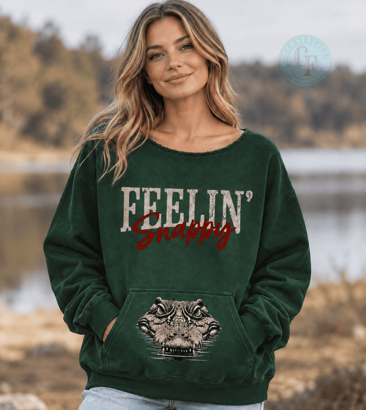 FEELIN’ SNAPPY RAW HEM CUT SWEATSHIRT - CountryFide Custom Accessories and Outdoors