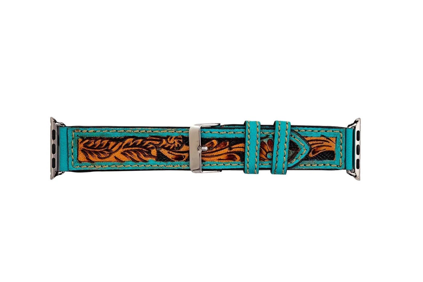 Flora Falls Hand - Tooled Leather Watchband - CountryFide Custom Accessories and Outdoors