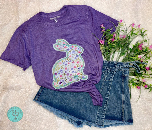 FLORAL SPRING BUNNY TEE - CountryFide Custom Accessories and Outdoors