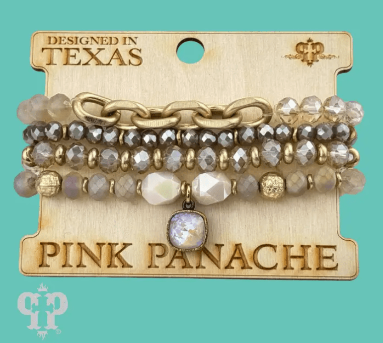 Four Strand Neutral Bead and Chain Bracelet, Austrian Crystal - CountryFide Custom Accessories and Outdoors