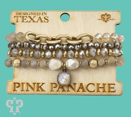 Four Strand Neutral Bead and Chain Bracelet, Austrian Crystal - CountryFide Custom Accessories and Outdoors